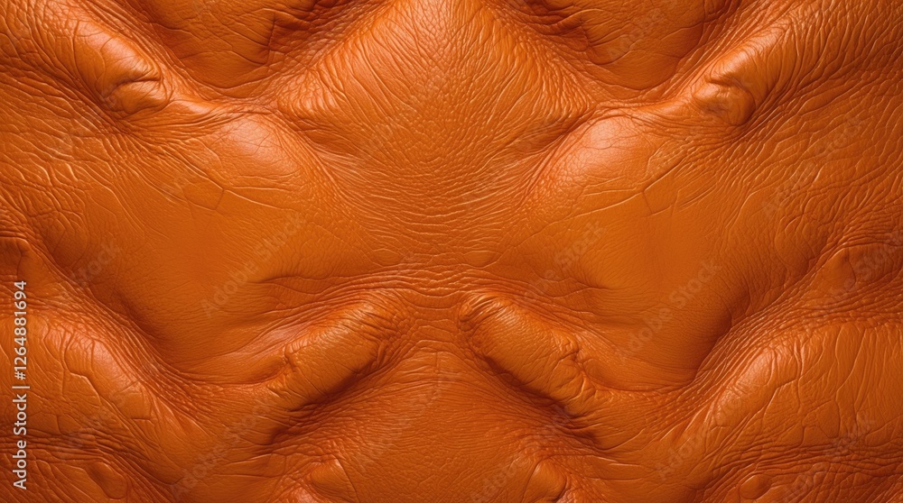 Fototapeta premium Textured orange leather background with visible creases and patterns suitable for design applications Copy Space