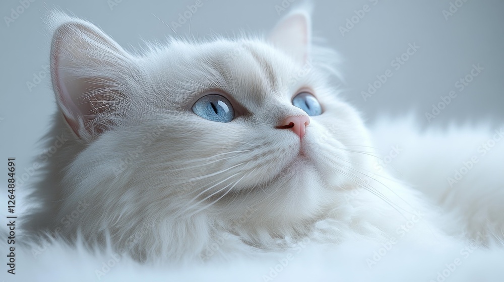 Close-up portrait of a fluffy white cat with blue eyes. Generative AI Close-up portrait of a fluffy white cat with blue eyes. Generative AI