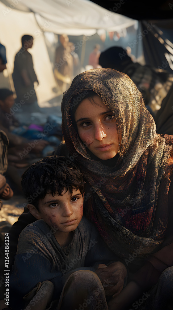 A Refugee Family's Unyielding Spirit: Navigating Adversity with Hope Amidst Hardship in a Makeshift Camp A Refugee Family's Unyielding Spirit: Navigating Adversity with Hope Amidst Hardship in a Makeshift Camp