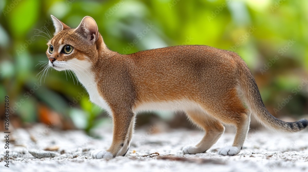 Fototapeta premium Cute and Alert Cat with Bright Eyes in Natural Outdoor Setting. Generative AI