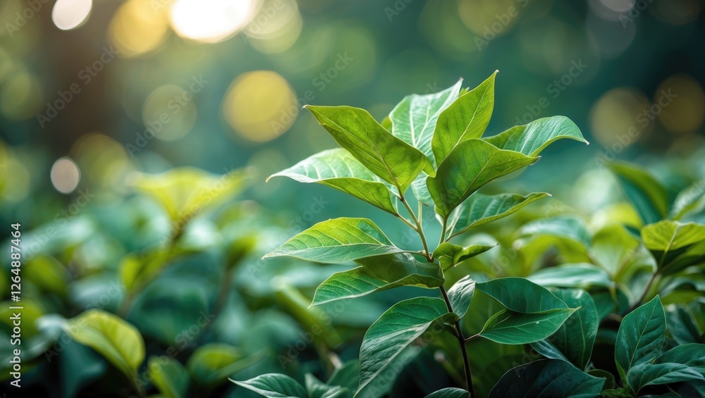 Green leaves in natural sunlight with soft bokeh background highlighting foliage details and textures suitable for nature themes Copy Space Green leaves in natural sunlight with soft bokeh background highlighting foliage details and textures suitable for nature themes Copy Space