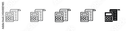 Set of 5 pixel perfect Calculator icon with 1 unexpanded, 1 silhouette, Calculator icon symbolizing math, calculation and finance, for education, business and technology-related designs