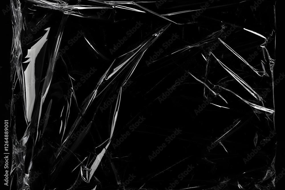 Abstract Black and White Texture with Wrinkled Plastic Wrap Abstract Black and White Texture with Wrinkled Plastic Wrap
