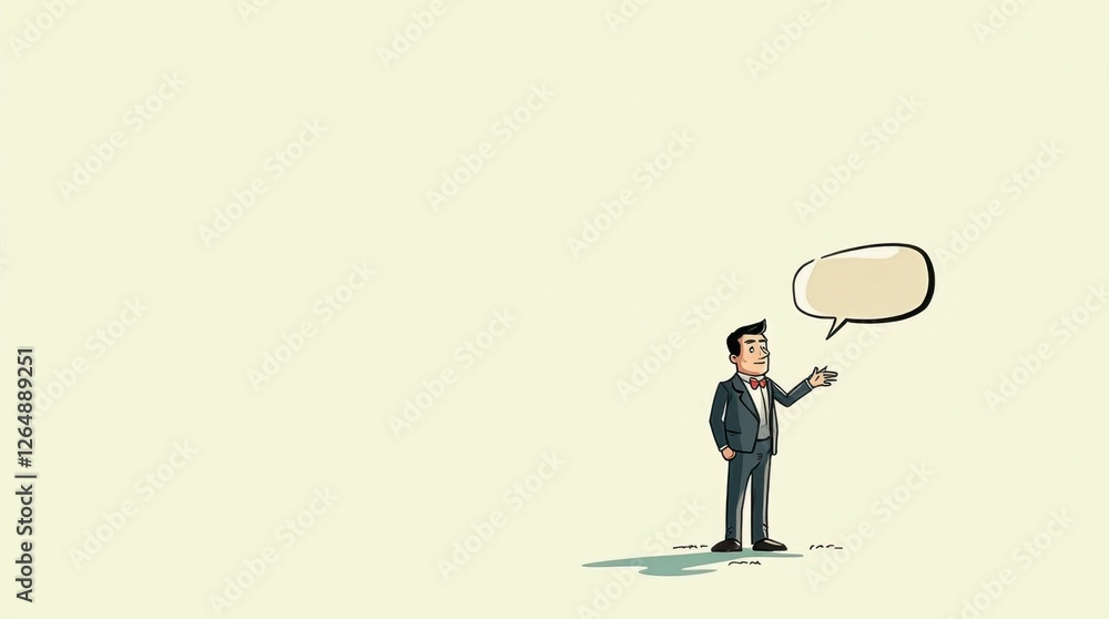 Digital Vector Drawing of a Person with a Floating Speech Bubble Digital Vector Drawing of a Person with a Floating Speech Bubble