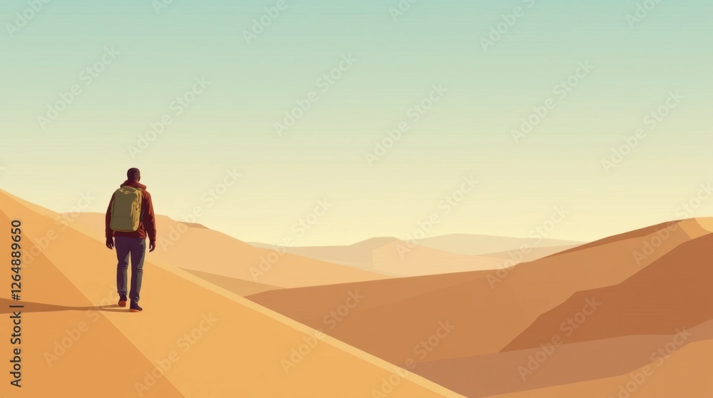 A Lone Traveler's Journey Across a Vast Desert A Lone Traveler's Journey Across a Vast Desert