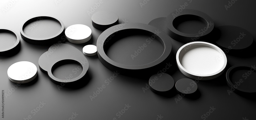 Abstract Black and White Circles: A Modern Minimalist Composition Abstract Black and White Circles: A Modern Minimalist Composition