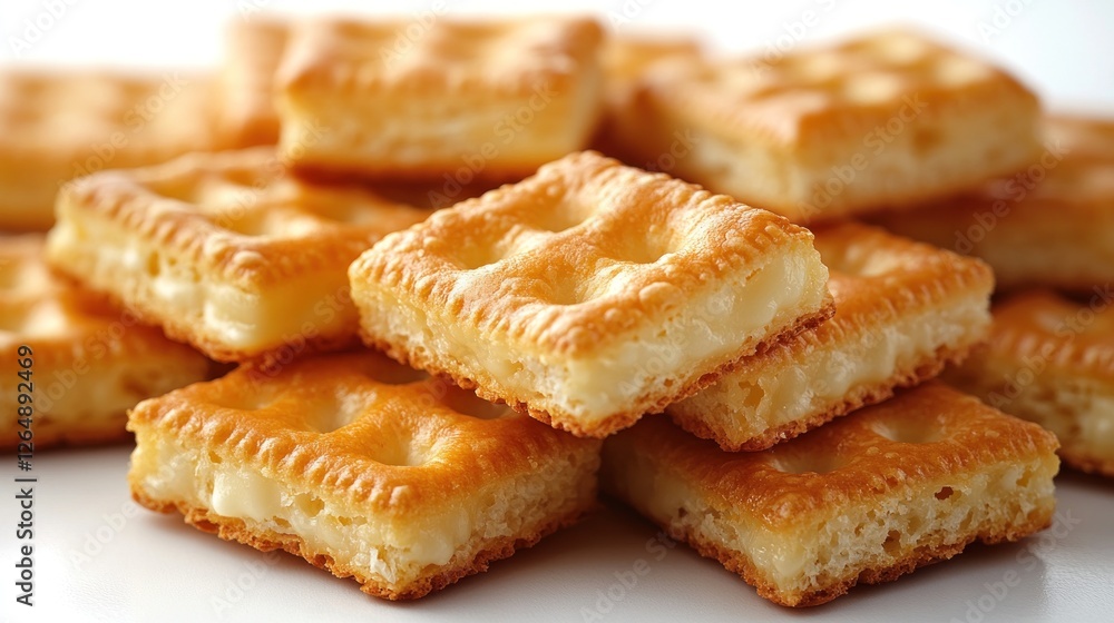 Delicious Golden Crackers: A Close-Up of Buttery, Crispy Snacks Delicious Golden Crackers: A Close-Up of Buttery, Crispy Snacks