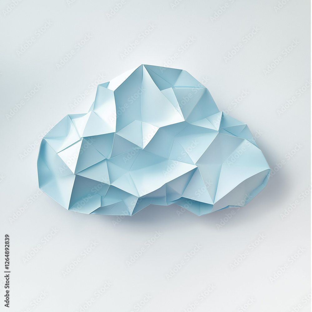 cloud made of paper on white background, origami, polygon cloud made of paper on white background, origami, polygon