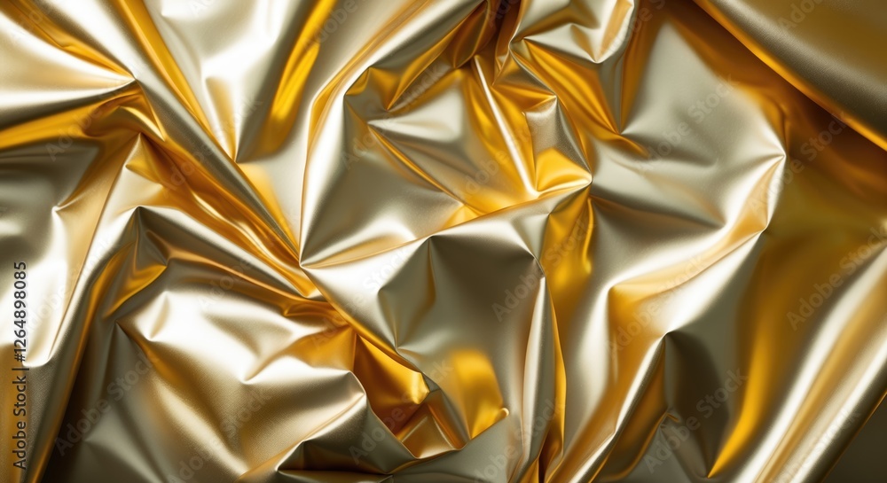 Gold metallic foil texture with wrinkled surface details and reflections ideal for backgrounds and designs Copy Space Gold metallic foil texture with wrinkled surface details and reflections ideal for backgrounds and designs Copy Space