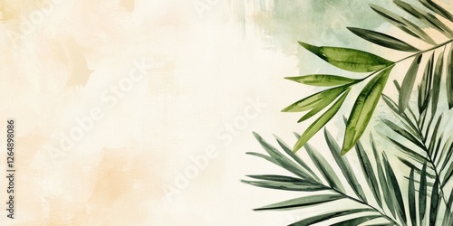 Abstract design with palm sunday symbolism featuring textured green foliage on soft background for spiritual and seasonal use