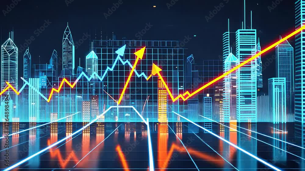 Futuristic Financial Growth Chart with Rising Arrows and Digital Data ...