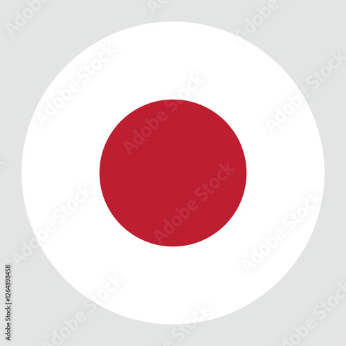 National circular flag of Japan country with a grey background