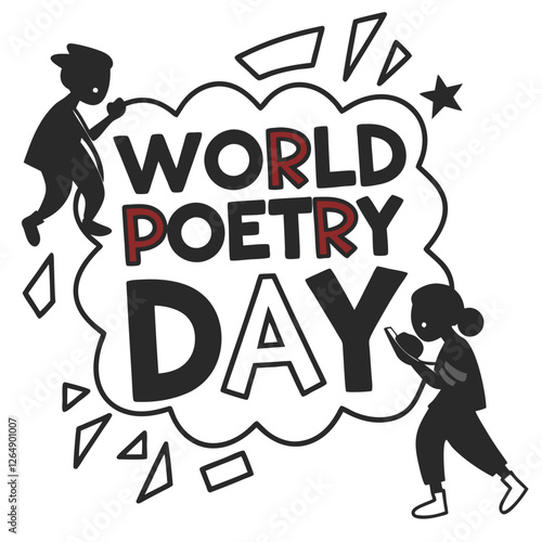 WORLD POETRY DAY silhouette vector illustration