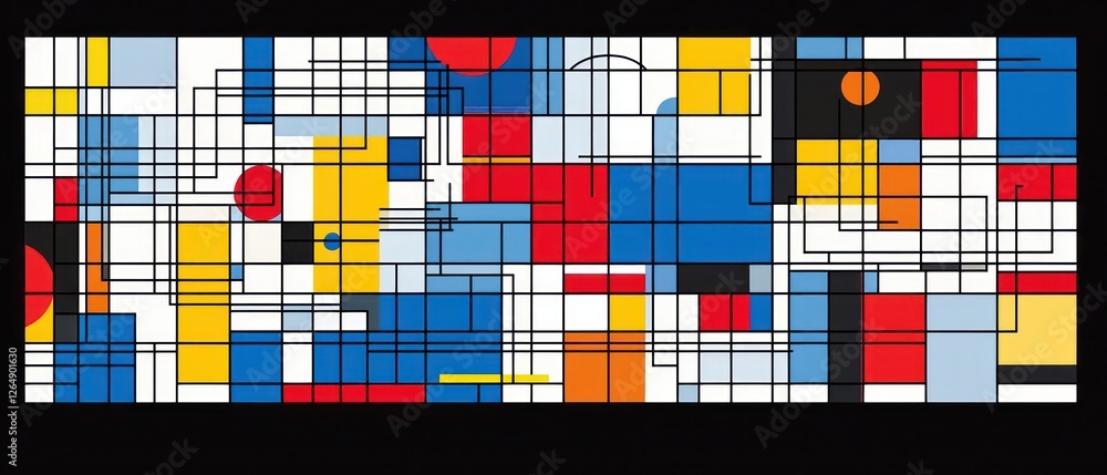 Fototapeta premium Abstract Geometric Artwork with Bold Primary Colors