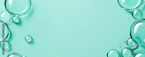Clear Bubbles on Soft Mint Background, Minimalist Aesthetic, Perfect for Fresh Products and Clean Design