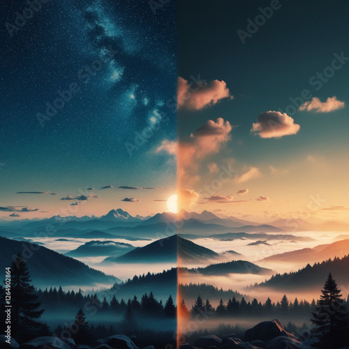 borderline between night and day밤과낮의 경계선Generative AI