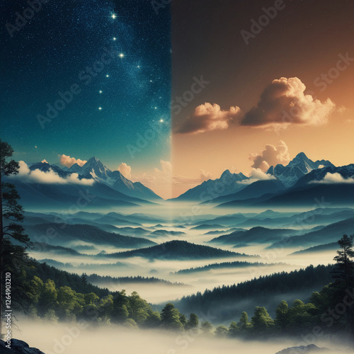 borderline between night and day밤과낮의 경계선Generative AI