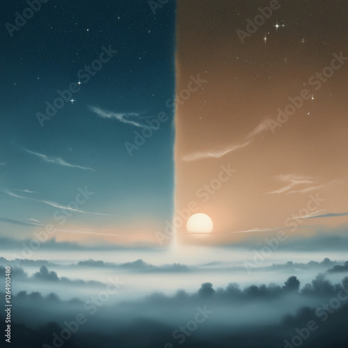 borderline between night and day밤과낮의 경계선Generative AI