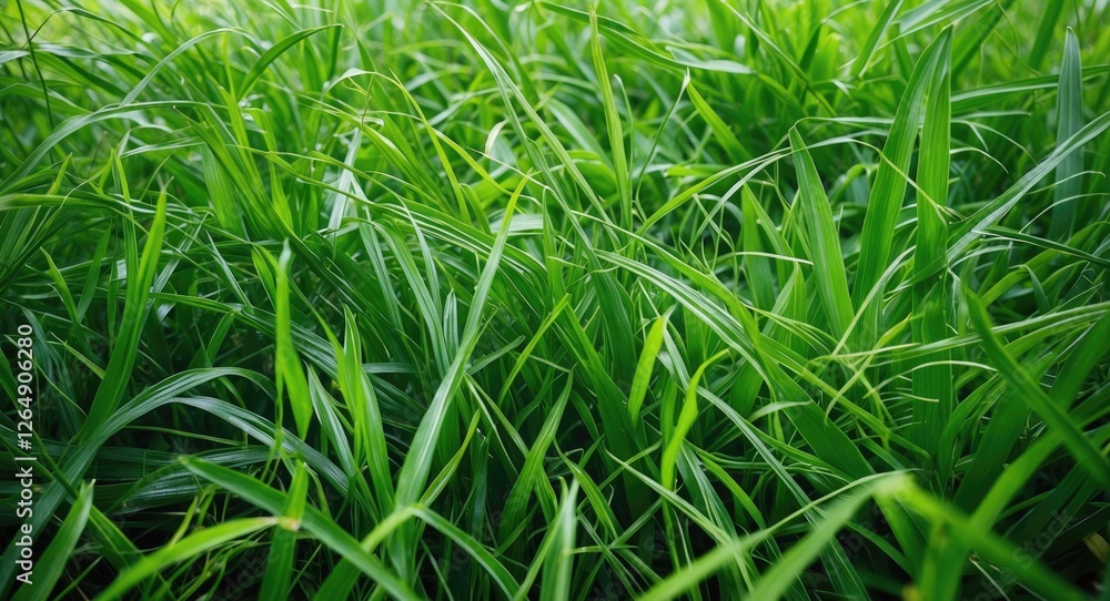 Lush green grass field with abundant blades of grass illuminated by natural light providing a healthy vibrant appearance Copy Space Lush green grass field with abundant blades of grass illuminated by natural light providing a healthy vibrant appearance Copy Space