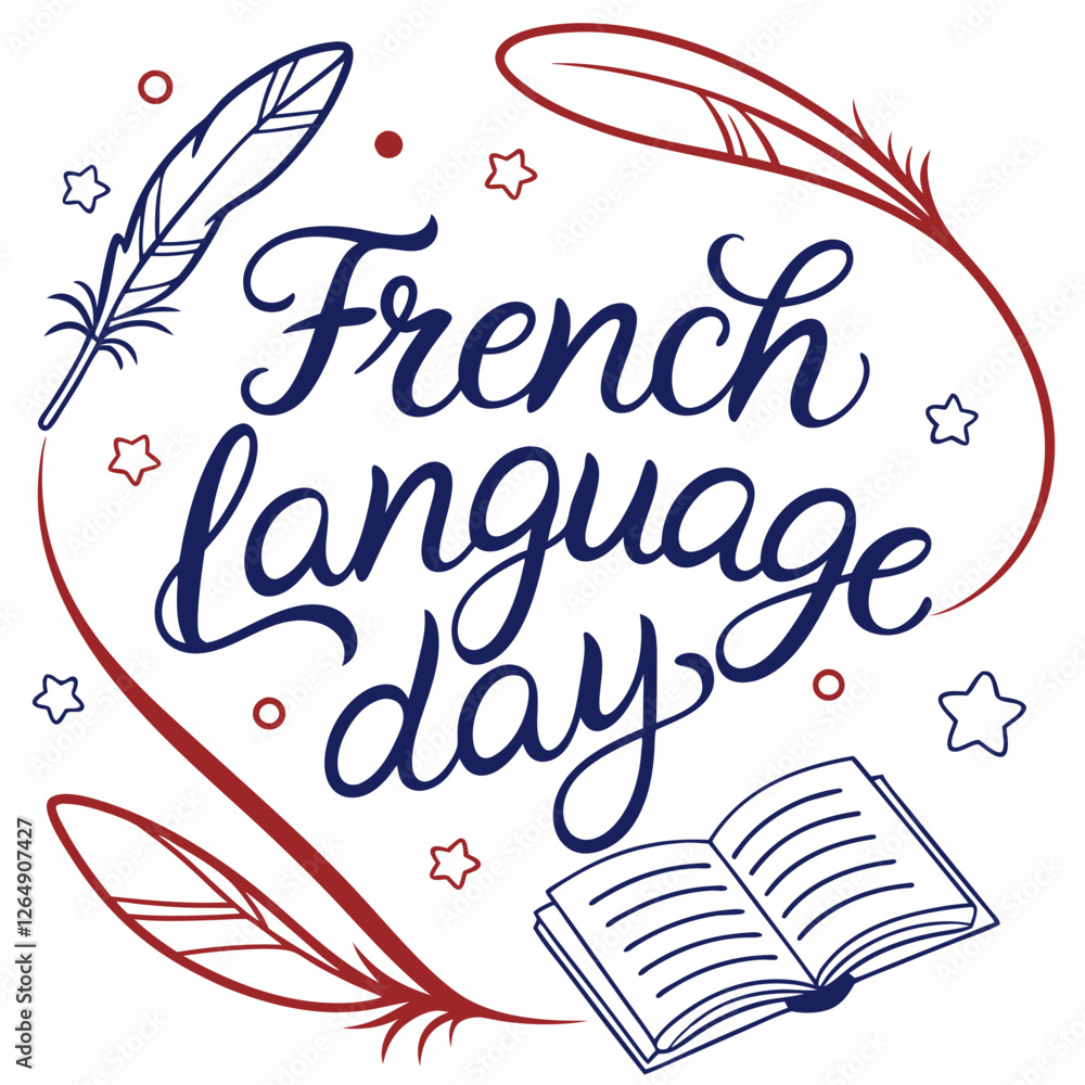 Obraz premium FRENCH LANGUAGE DAY silhouette vector illustration