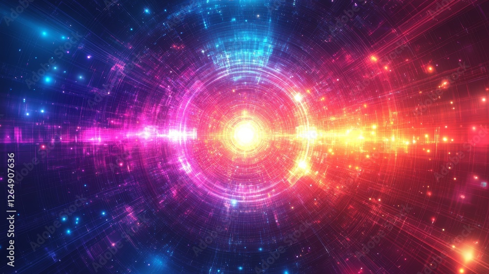 American game-style abstract background with neon effect, featuring symmetrical mosaic lattice design, light lines, and minimalist composition, creating a stylish, modern, and atmospheric visual.