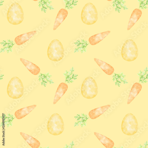 Wallpaper Mural carrot, Easter eggs. Seamless watercolor pattern in pastel colors. Cute spring illustration for Easter Torontodigital.ca