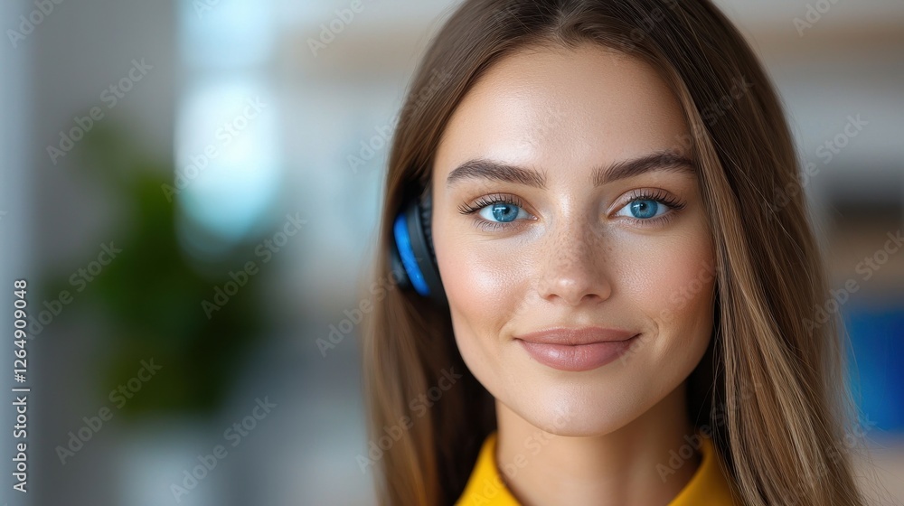 Headshot of a focused and friendly female professional providing excellent customer service and support while working in an office setting She appears confident approachable Headshot of a focused and friendly female professional providing excellent customer service and support while working in an office setting She appears confident approachable