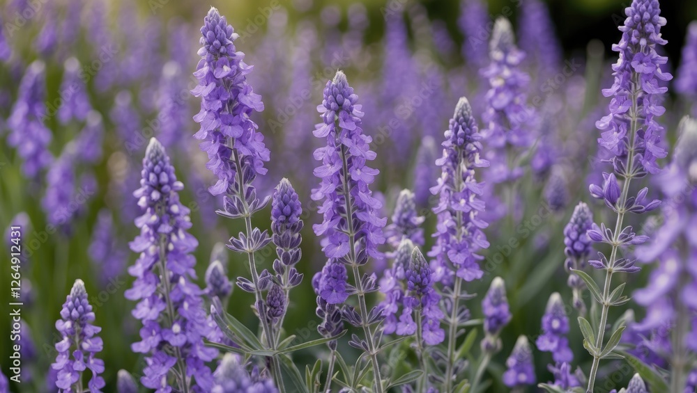 Purple flowering plants in a lush garden setting with blurred background and vibrant colors suitable for botanical themes Copy Space Purple flowering plants in a lush garden setting with blurred background and vibrant colors suitable for botanical themes Copy Space