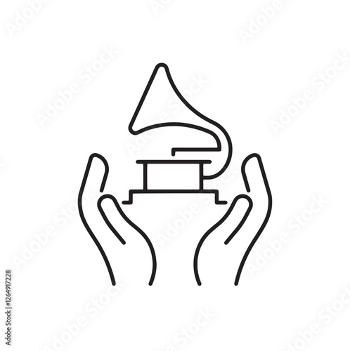 Hand Holding Gramophone Award – Music Achievement Icon - Grammy award on hands