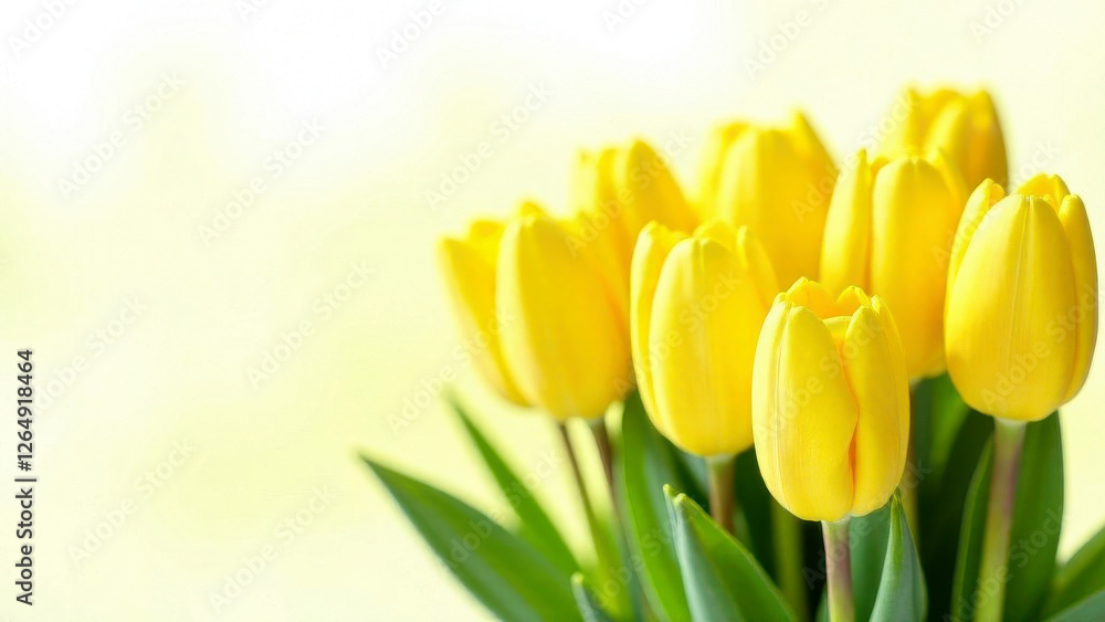 Yellow tulips on a white background. The concept of a postcard for the spring holidays. Free space for text. Yellow tulips on a white background. The concept of a postcard for the spring holidays. Free space for text.