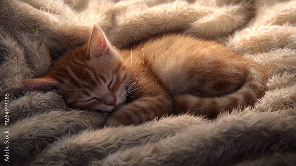 Ultra-realistic image of a kitten curled up on a fluffy blanket with soft lighting, creating a cozy and peaceful atmosphere
Ultra-realistic image of a kitten curled up on a fluffy blanket with soft lighting, creating a cozy and peaceful atmosphere