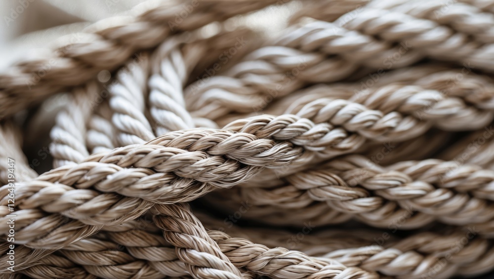 Close-up of twisted natural rope texture with interwoven strands suitable for various applications and designs Copy Space Close-up of twisted natural rope texture with interwoven strands suitable for various applications and designs Copy Space