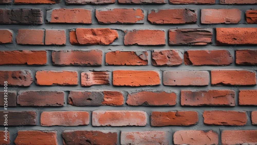 Textured red brick wall with varying shades and patterns suitable for backgrounds or architectural designs. Copy Space. Textured red brick wall with varying shades and patterns suitable for backgrounds or architectural designs. Copy Space.