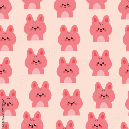 seamless pattern cute cartoon white bunny. cute animal drawing for wallpaper, pattern, background