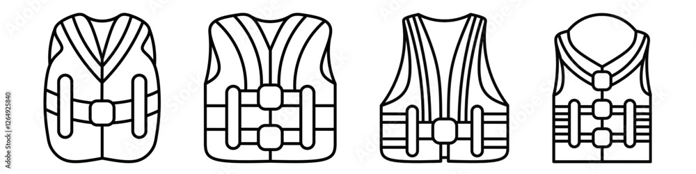 Life jacket icon. Life jacket thin line icon collection. Stock vector. Life jacket icon. Life jacket thin line icon collection. Stock vector.