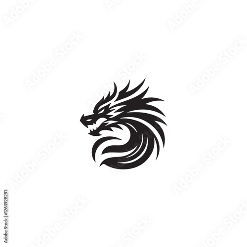 Wallpaper Mural black and white dragon silhouette illustration Torontodigital.ca