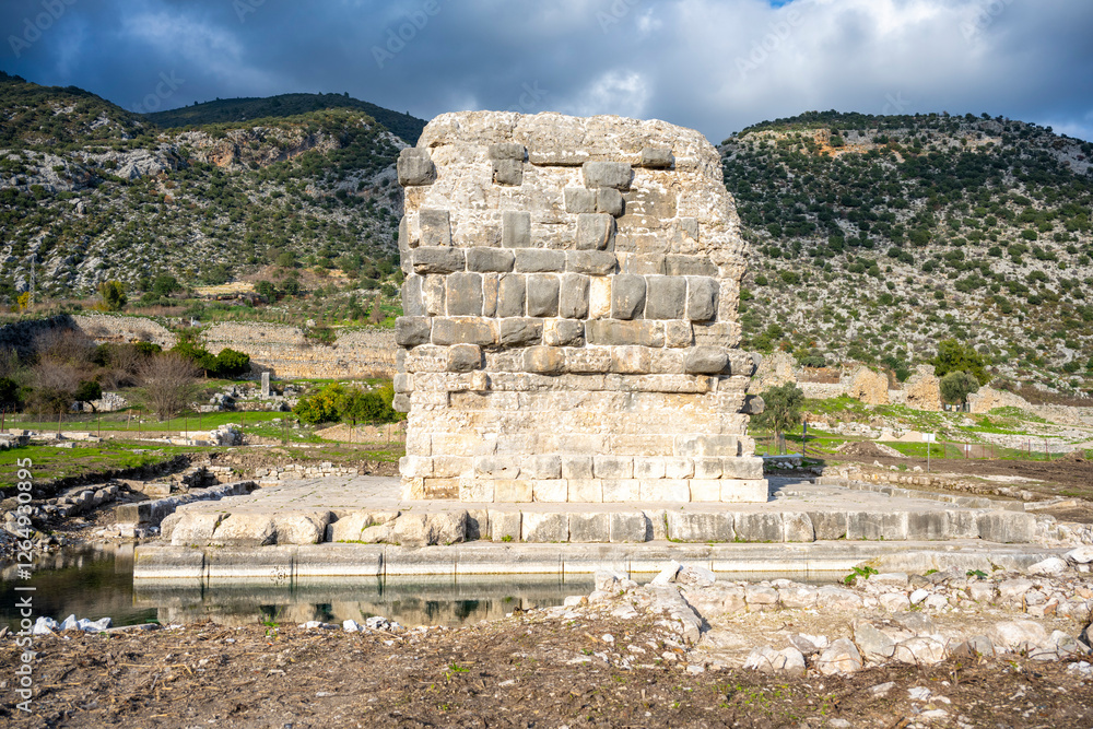 The remains of the ancient city of Limyra, are situated on the Kumluca-Finike road 11 km after Kumluca, in Zengerler village, and on the mountain hillsides to the Finike plain, Antalya The remains of the ancient city of Limyra, are situated on the Kumluca-Finike road 11 km after Kumluca, in Zengerler village, and on the mountain hillsides to the Finike plain, Antalya