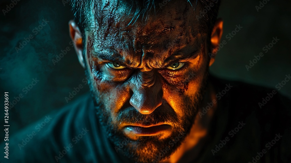 A Bloody Angry Man With Intense Eyes A Bloody Angry Man With Intense Eyes