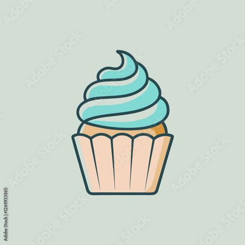 A charming dessert logo featuring a minimalist cupcake with creamy swirls 