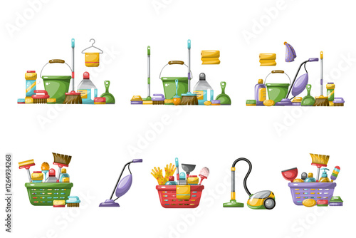 Cleaning detergents tools basket