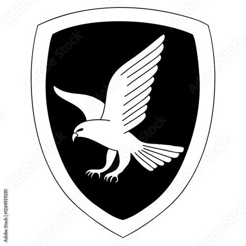 Raven logo in cartoon doodle style. Magic school of witchcraft and wizardry. Vector illustration isolated on white background.