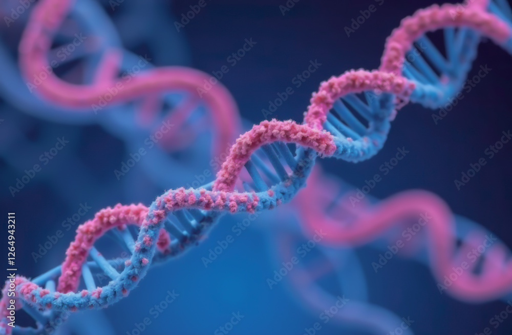 an illustration of a dna molecule twisted into a spiral on an abstract background. free space for text an illustration of a dna molecule twisted into a spiral on an abstract background. free space for text