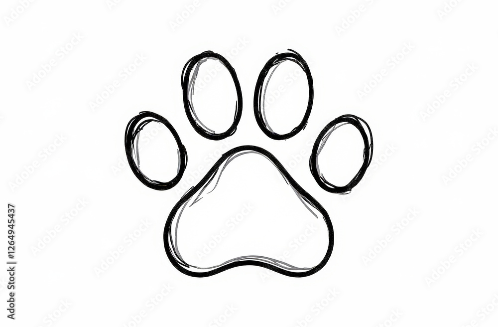 pencil drawing of an animal's paw. the logo of the veterinary clinic. the concept of pet protection. free space for text pencil drawing of an animal's paw. the logo of the veterinary clinic. the concept of pet protection. free space for text
