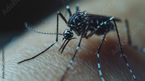 Mosquito, Zika virus, humans skin photo