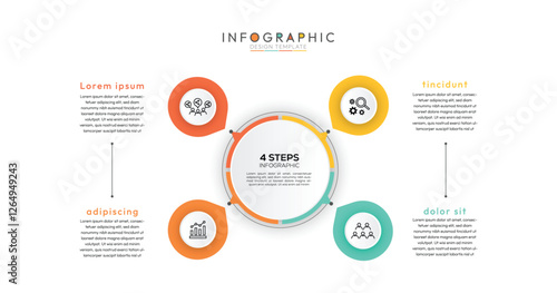4 Steps Connected Circles Infographic, four steps are represented by complete circles, providing a soft and approachable aesthetic. This shape suggests a continuous flow or a holistic process.