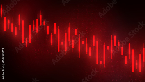 Stock Market Crash Illustration with Decreasing Graph Going Down. decreasing graph and arrow on red background.

