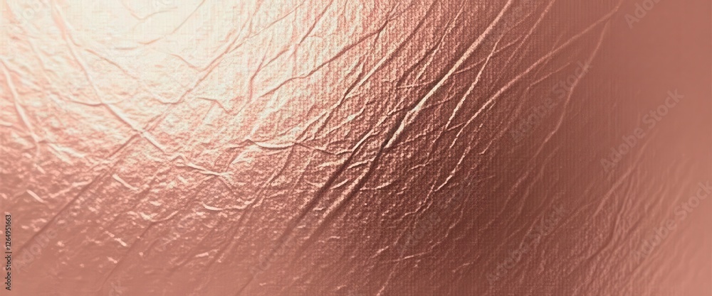Fototapeta premium Rose Gold Metallic Foil Texture Background with Wrinkles and Folds