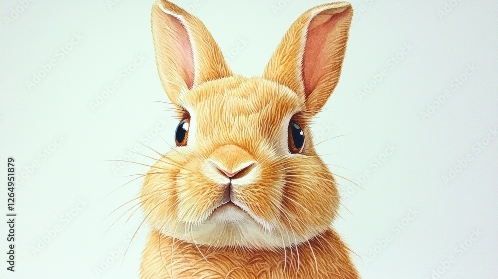 Fototapeta premium Adorable Watercolor Rabbit Portrait Cute Bunny Pet Furry Animal Wildlife Easter