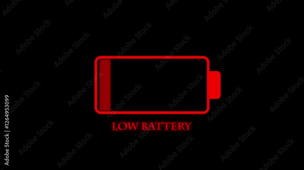 Low battery icon animation. Battery warning for charging. Low battery icon animation. Battery warning for charging.