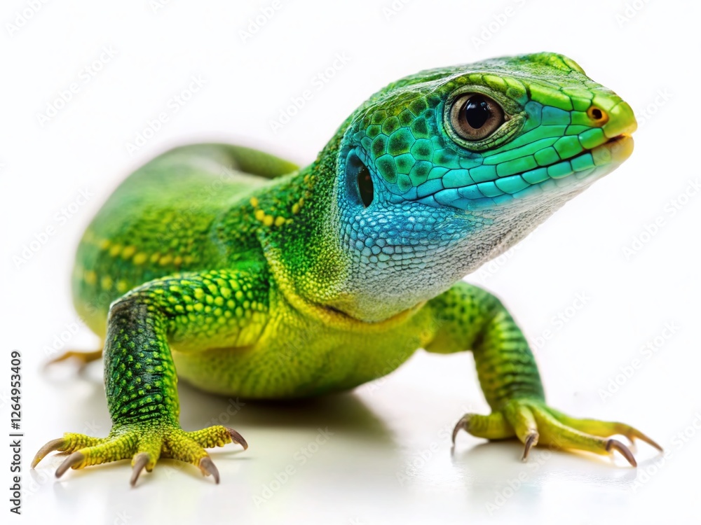Fototapeta premium Isolated Lizard on White Background: High-Resolution Stock Photo of Reptile